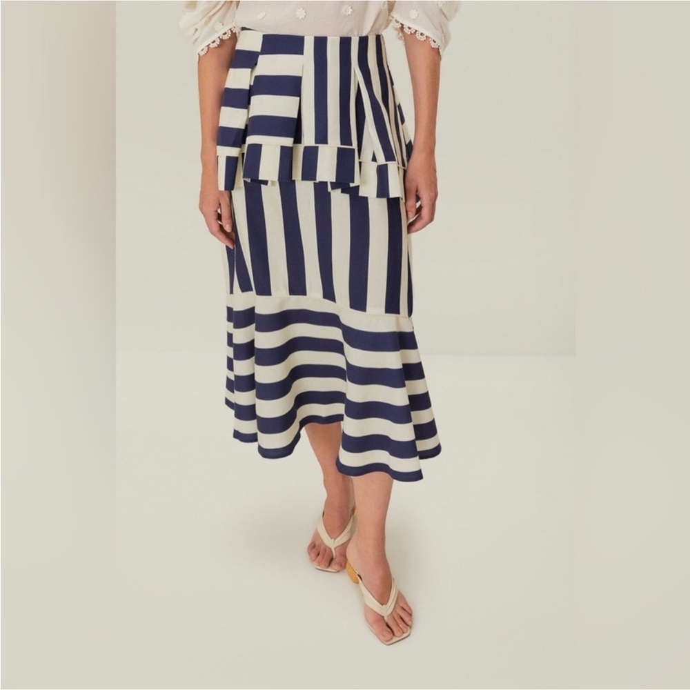 Farm Rio: Blue Mixed Stripes Midi Skirt - Picture 10 of 12